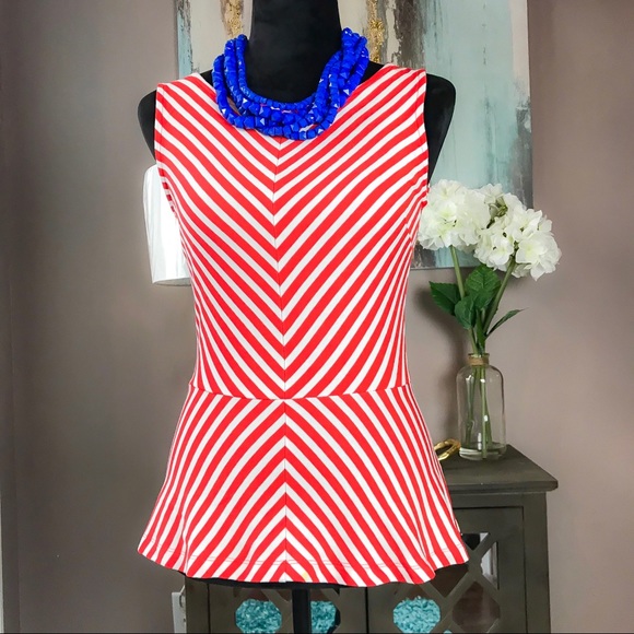 BANANA REPUBLIC Chevron Striped Peplum Top - Picture 1 of 5